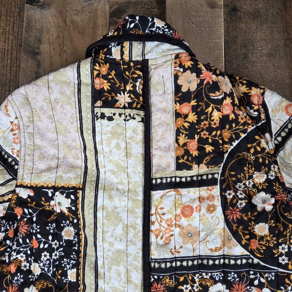 Anthropologie Quilted Patchwork Floral Button Down Shirt Jacket Shacket Women XS - Picture 8 of 15